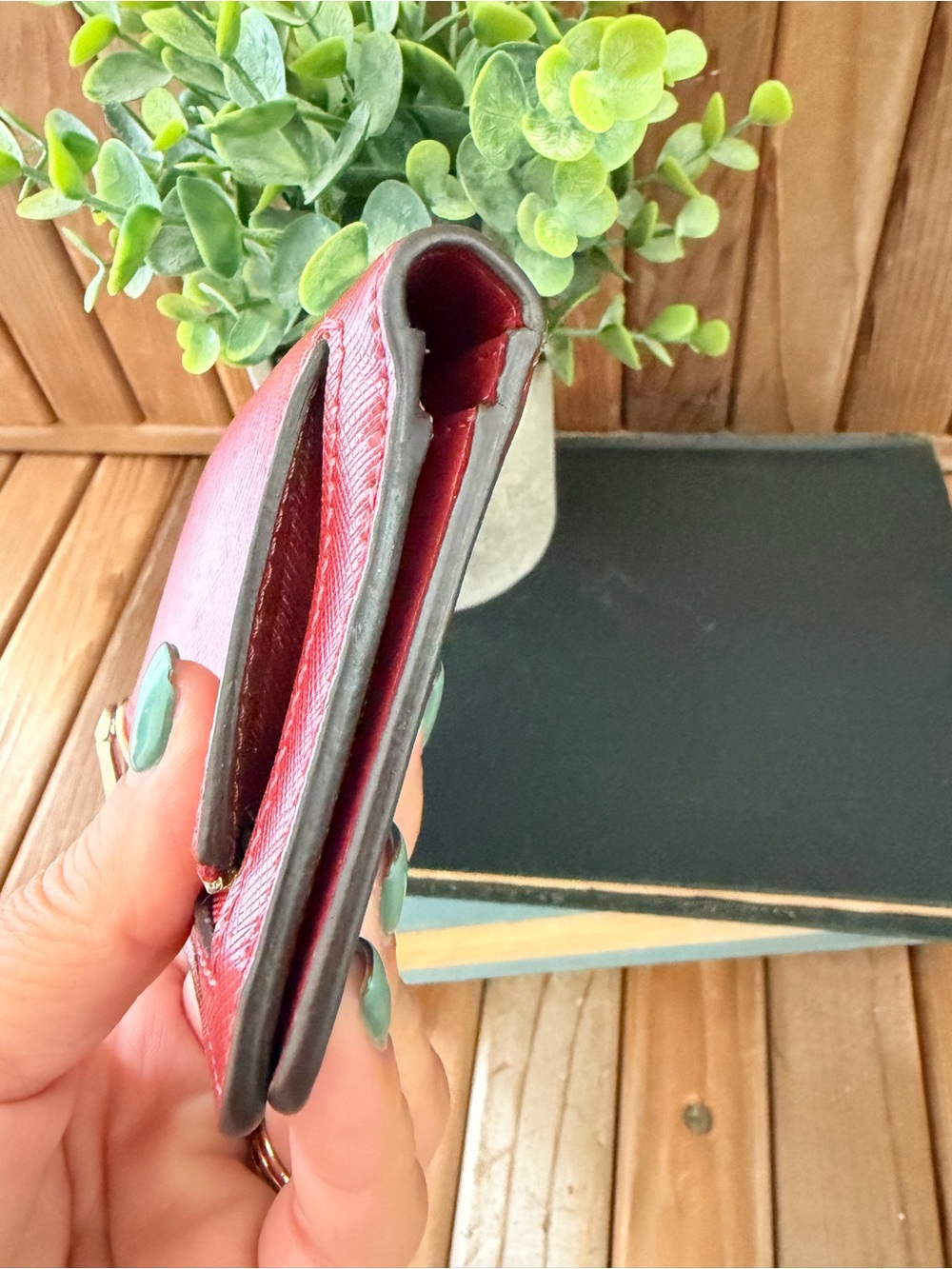 Kate Spade in Red Saffiano Leather Bifold Wallet - Picture 8 of 11